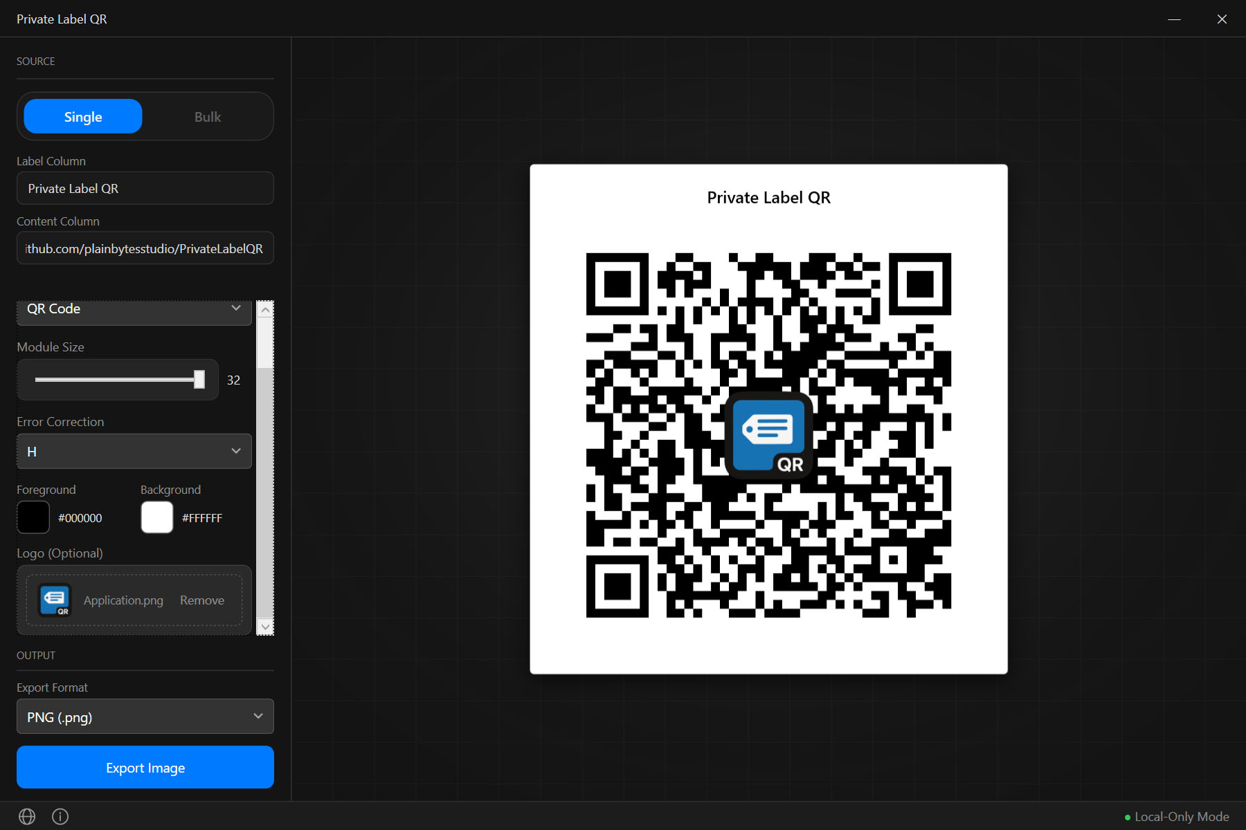 Single Mode — live QR and barcode preview